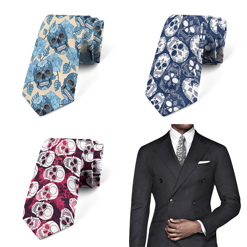 Men Accessories Shop - Corbata con estampado 3D de esqueleto