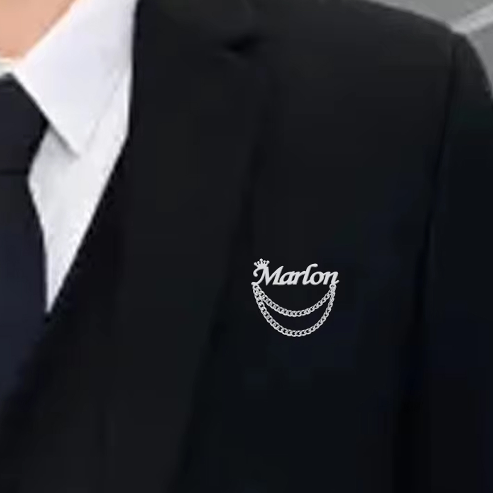 Men Accessories Brooch - Broche con nombre personalizado, alfileres de