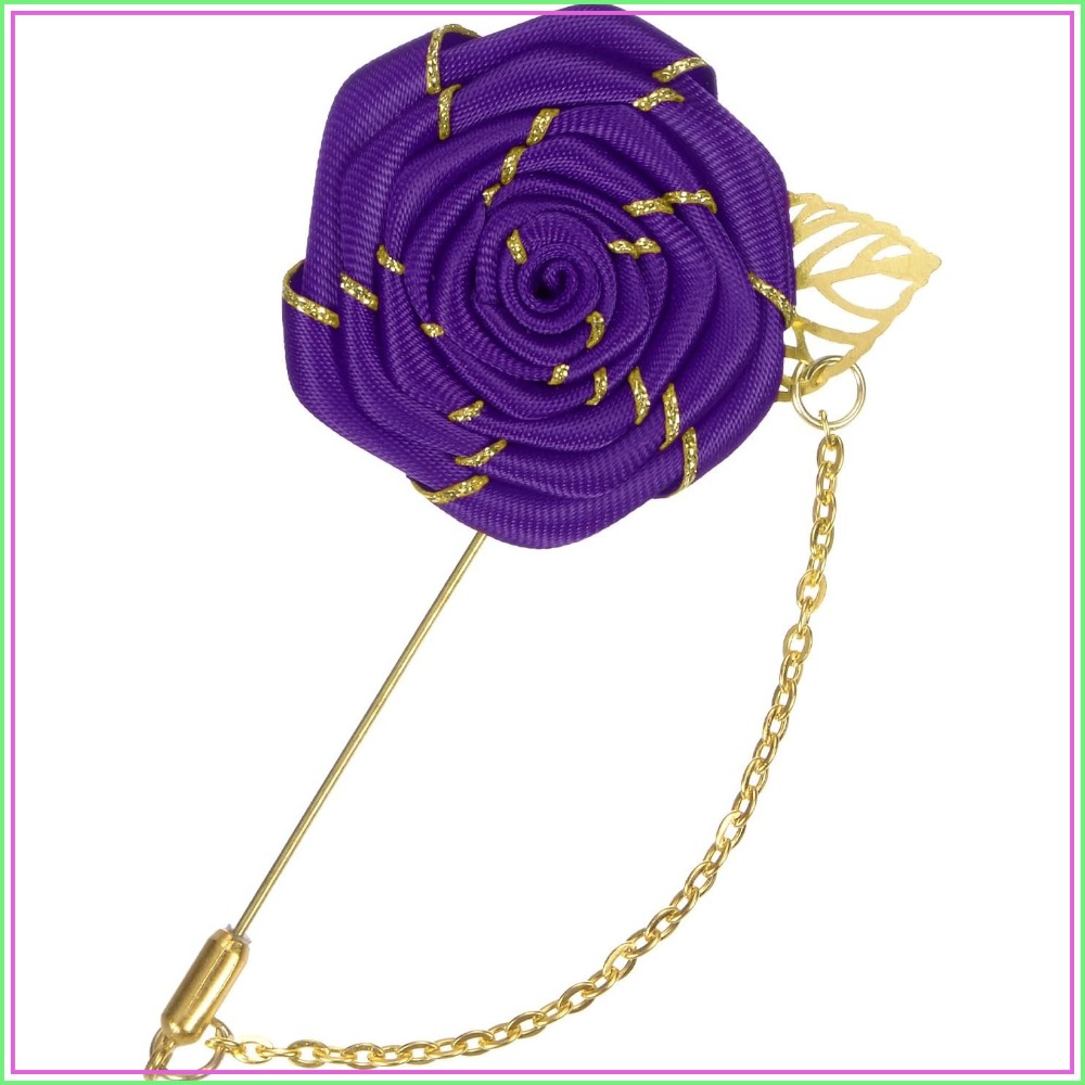 Men Accessories Brooch - Broche de rosa de tela con