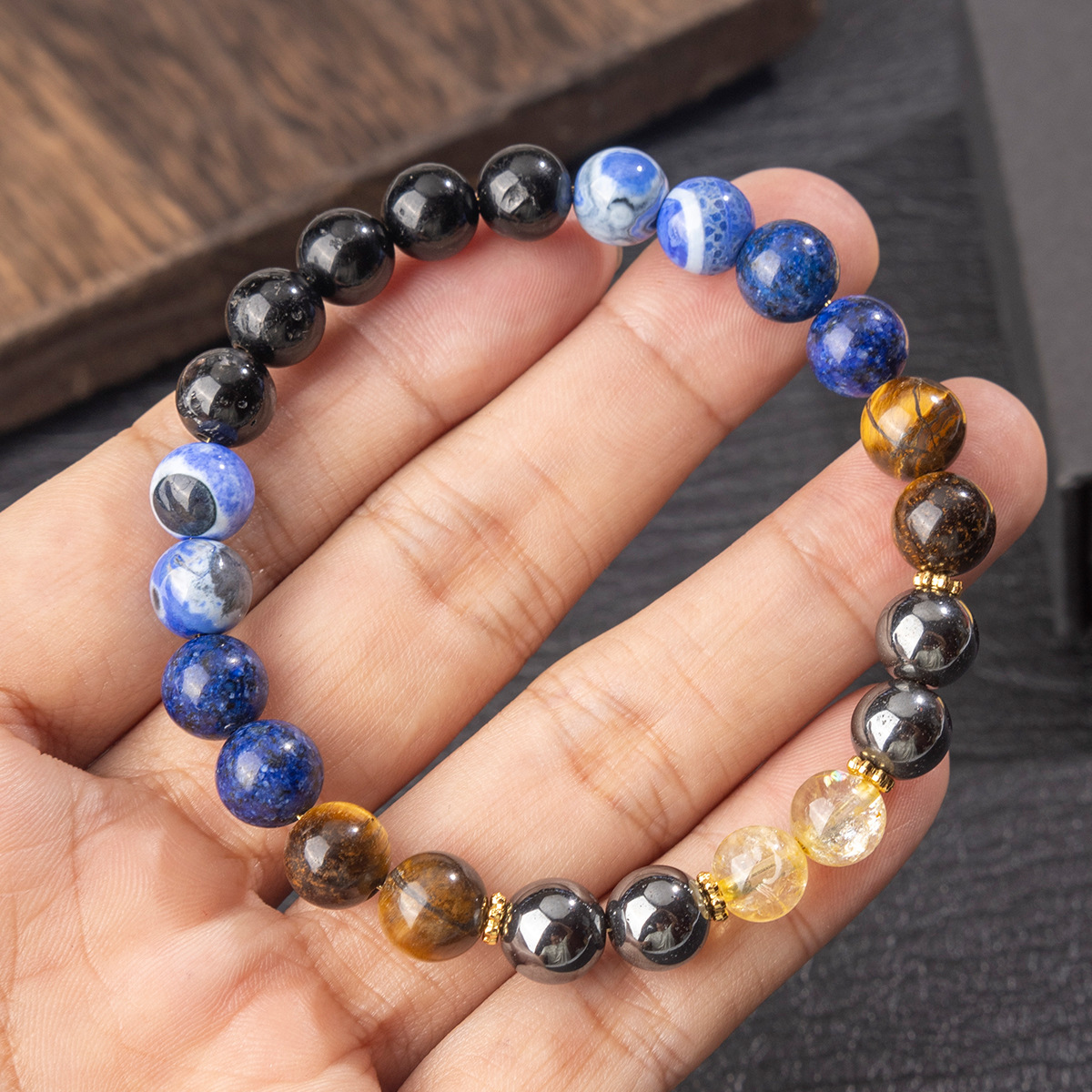 Pulsera de piedra natural esti - Bead Bracelet Men reseña y precio
